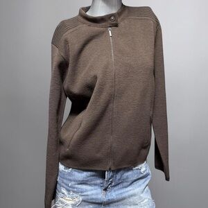 Versace Jeans Couture Authentic Y2K Brown Zippered Sweater
